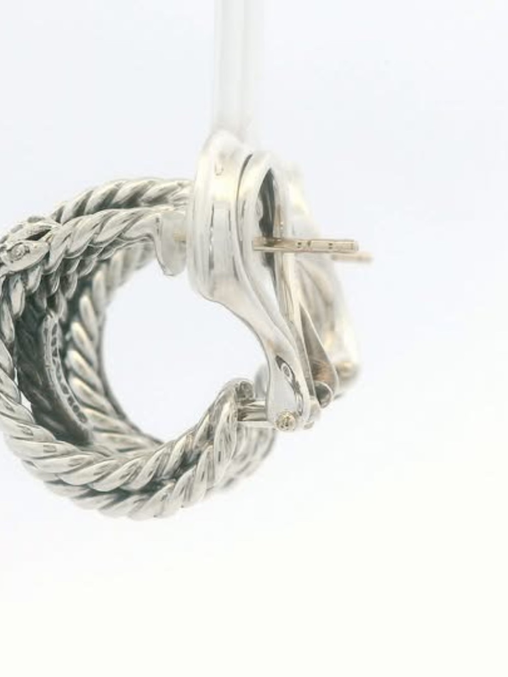 David Yurman 925 Diamond cable X Crossover Huggie Omega Post Earrings - Picture 4 of 7